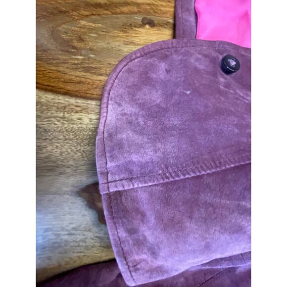 IE Petite 100% Leather Rose Colored Button Up Long Sleeve Coat Beautiful - Picture 6 of 7